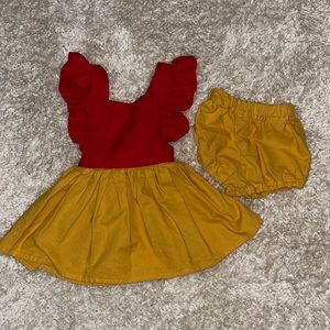 Winnie the Pooh inspired dress and bloomers